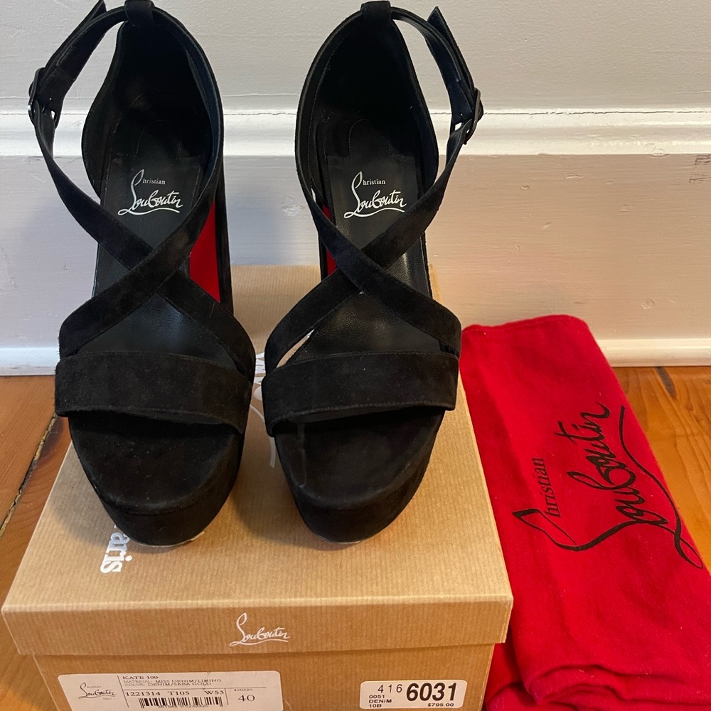 Christian Louboutin Black Suede Heels